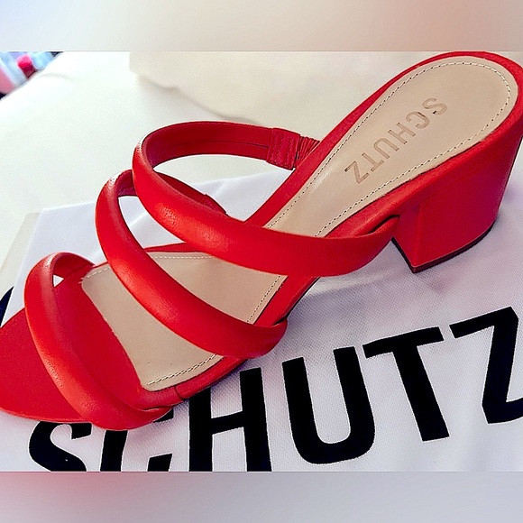 Women’s Leather Sandal Schutz with Dust Bag NIB 8.5 Heel Shoes NWT - Picture 4 of 11